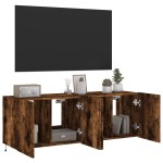 vidaXL Comodă TV de perete cu LED, 2 buc. stejar fumuriu, 60x35x41 cm vidaXL Comodă TV de perete cu LED, 2 buc. stejar fumuriu, 60x35x41 cm