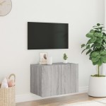 vidaXL Comodă TV de perete cu lumini LED, gri sonoma, 60x35x41 cm vidaXL Comodă TV de perete cu lumini LED, gri sonoma, 60x35x41 cm