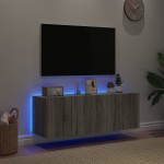 vidaXL Comodă TV de perete cu LED, 2 buc, gri sonoma, 60x35x41 cm vidaXL Comodă TV de perete cu LED, 2 buc, gri sonoma, 60x35x41 cm