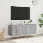 vidaXL Comodă TV de perete cu LED, 2 buc, gri sonoma, 60x35x41 cm vidaXL Comodă TV de perete cu LED, 2 buc, gri sonoma, 60x35x41 cm