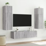 vidaXL Comodă TV de perete cu LED, 2 buc, gri sonoma, 60x35x41 cm vidaXL Comodă TV de perete cu LED, 2 buc, gri sonoma, 60x35x41 cm