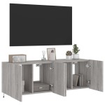 vidaXL Comodă TV de perete cu LED, 2 buc, gri sonoma, 60x35x41 cm vidaXL Comodă TV de perete cu LED, 2 buc, gri sonoma, 60x35x41 cm