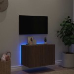 vidaXL Comodă TV de perete cu lumini LED, stejar maro, 60x35x41 cm vidaXL Comodă TV de perete cu lumini LED, stejar maro, 60x35x41 cm