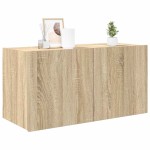vidaXL Comodă TV de perete cu lumini LED, stejar sonoma, 80x35x41 cm vidaXL Comodă TV de perete cu lumini LED, stejar sonoma, 80x35x41 cm
