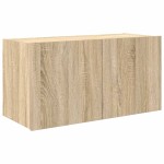 vidaXL Comodă TV de perete cu lumini LED, stejar sonoma, 80x35x41 cm vidaXL Comodă TV de perete cu lumini LED, stejar sonoma, 80x35x41 cm