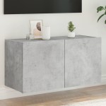 vidaXL Comodă TV de perete cu lumini LED, gri beton, 80x35x41 cm vidaXL Comodă TV de perete cu lumini LED, gri beton, 80x35x41 cm