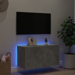 vidaXL Comodă TV de perete cu lumini LED, gri beton, 80x35x41 cm vidaXL Comodă TV de perete cu lumini LED, gri beton, 80x35x41 cm