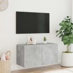 vidaXL Comodă TV de perete cu lumini LED, gri beton, 80x35x41 cm vidaXL Comodă TV de perete cu lumini LED, gri beton, 80x35x41 cm