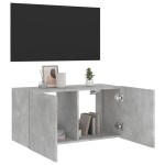 vidaXL Comodă TV de perete cu lumini LED, gri beton, 80x35x41 cm vidaXL Comodă TV de perete cu lumini LED, gri beton, 80x35x41 cm
