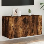 vidaXL Comodă TV de perete cu lumini LED, stejar fumuriu, 80x35x41 cm vidaXL Comodă TV de perete cu lumini LED, stejar fumuriu, 80x35x41 cm