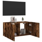 vidaXL Comodă TV de perete cu lumini LED, stejar fumuriu, 80x35x41 cm vidaXL Comodă TV de perete cu lumini LED, stejar fumuriu, 80x35x41 cm