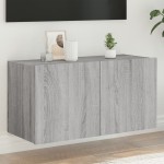 vidaXL Comodă TV de perete cu lumini LED, gri sonoma, 80x35x41 cm vidaXL Comodă TV de perete cu lumini LED, gri sonoma, 80x35x41 cm