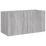 vidaXL Comodă TV de perete cu lumini LED, gri sonoma, 80x35x41 cm vidaXL Comodă TV de perete cu lumini LED, gri sonoma, 80x35x41 cm
