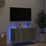 vidaXL Comodă TV de perete cu lumini LED, gri sonoma, 80x35x41 cm vidaXL Comodă TV de perete cu lumini LED, gri sonoma, 80x35x41 cm