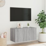 vidaXL Comodă TV de perete cu lumini LED, gri sonoma, 80x35x41 cm vidaXL Comodă TV de perete cu lumini LED, gri sonoma, 80x35x41 cm