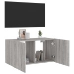 vidaXL Comodă TV de perete cu lumini LED, gri sonoma, 80x35x41 cm vidaXL Comodă TV de perete cu lumini LED, gri sonoma, 80x35x41 cm