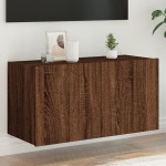 vidaXL Comodă TV de perete cu lumini LED, stejar maro, 80x35x41 cm vidaXL Comodă TV de perete cu lumini LED, stejar maro, 80x35x41 cm