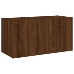 vidaXL Comodă TV de perete cu lumini LED, stejar maro, 80x35x41 cm vidaXL Comodă TV de perete cu lumini LED, stejar maro, 80x35x41 cm