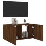vidaXL Comodă TV de perete cu lumini LED, stejar maro, 80x35x41 cm vidaXL Comodă TV de perete cu lumini LED, stejar maro, 80x35x41 cm