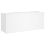 vidaXL Comodă TV de perete cu lumini LED, alb, 100x35x41 cm vidaXL Comodă TV de perete cu lumini LED, alb, 100x35x41 cm