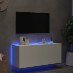 vidaXL Comodă TV de perete cu lumini LED, alb, 100x35x41 cm vidaXL Comodă TV de perete cu lumini LED, alb, 100x35x41 cm