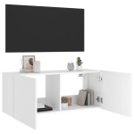 vidaXL Comodă TV de perete cu lumini LED, alb, 100x35x41 cm vidaXL Comodă TV de perete cu lumini LED, alb, 100x35x41 cm