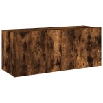 vidaXL Comodă TV de perete cu lumini LED, stejar fumuriu, 100x35x41 cm vidaXL Comodă TV de perete cu lumini LED, stejar fumuriu, 100x35x41 cm