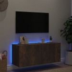 vidaXL Comodă TV de perete cu lumini LED, stejar fumuriu, 100x35x41 cm vidaXL Comodă TV de perete cu lumini LED, stejar fumuriu, 100x35x41 cm