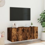 vidaXL Comodă TV de perete cu lumini LED, stejar fumuriu, 100x35x41 cm vidaXL Comodă TV de perete cu lumini LED, stejar fumuriu, 100x35x41 cm