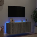 vidaXL Comodă TV de perete cu lumini LED, gri sonoma, 100x35x41 cm