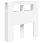 vidaXL Tăblie de pat cu LED, alb, 100x18,5x103,5 cm, lemn