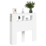 vidaXL Tăblie de pat cu LED, alb, 100x18,5x103,5 cm, lemn