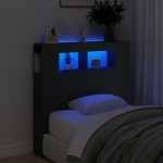 vidaXL Tăblie de pat cu LED, negru, 100x18,5x103,5 cm, lemn