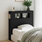 vidaXL Tăblie de pat cu LED, negru, 100x18,5x103,5 cm, lemn