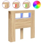 vidaXL Tăblie de pat cu LED, stejar sonoma, 100x18,5x103,5 cm, lemn