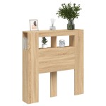 vidaXL Tăblie de pat cu LED, stejar sonoma, 100x18,5x103,5 cm, lemn