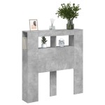 vidaXL Tăblie de pat cu LED, gri beton, 100x18,5x103,5 cm, lemn