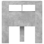vidaXL Tăblie de pat cu LED, gri beton, 100x18,5x103,5 cm, lemn