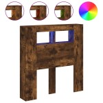 vidaXL Tăblie de pat cu LED, stejar fumuriu, 100x18,5x103,5 cm, lemn