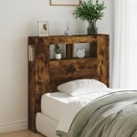 vidaXL Tăblie de pat cu LED, stejar fumuriu, 100x18,5x103,5 cm, lemn