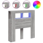 vidaXL Tăblie de pat cu LED, gri sonoma, 100x18,5x103,5 cm, lemn vidaXL Tăblie de pat cu LED, gri sonoma, 100x18,5x103,5 cm, lemn