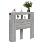 vidaXL Tăblie de pat cu LED, gri sonoma, 100x18,5x103,5 cm, lemn vidaXL Tăblie de pat cu LED, gri sonoma, 100x18,5x103,5 cm, lemn