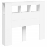 vidaXL Tăblie de pat cu LED, alb, 120x18,5x103,5 cm, lemn