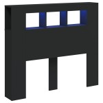 vidaXL Tăblie de pat cu LED, negru, 120x18,5x103,5 cm, lemn vidaXL Tăblie de pat cu LED, negru, 120x18,5x103,5 cm, lemn