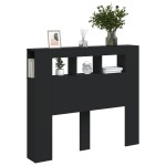 vidaXL Tăblie de pat cu LED, negru, 120x18,5x103,5 cm, lemn vidaXL Tăblie de pat cu LED, negru, 120x18,5x103,5 cm, lemn