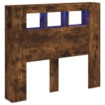 vidaXL Tăblie de pat cu LED, stejar fumuriu, 120x18,5x103,5 cm, lemn