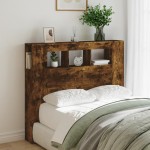vidaXL Tăblie de pat cu LED, stejar fumuriu, 120x18,5x103,5 cm, lemn