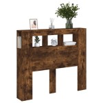 vidaXL Tăblie de pat cu LED, stejar fumuriu, 120x18,5x103,5 cm, lemn