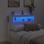 vidaXL Tăblie de pat cu LED, alb, 140x18,5x103,5 cm, lemn vidaXL Tăblie de pat cu LED, alb, 140x18,5x103,5 cm, lemn