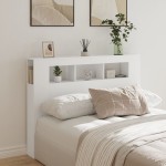 vidaXL Tăblie de pat cu LED, alb, 140x18,5x103,5 cm, lemn vidaXL Tăblie de pat cu LED, alb, 140x18,5x103,5 cm, lemn